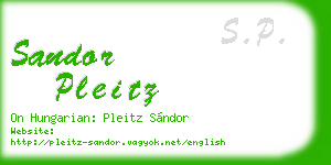sandor pleitz business card